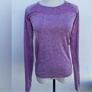 Elegant Heathered Purple Long Sleeve Top